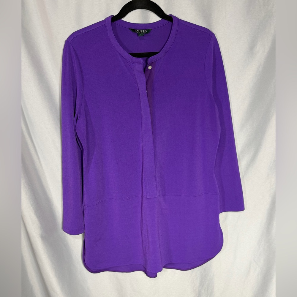 Lauren Ralph Lauren Women’s Long Sleeve Blouse Shirt Tunic Amethyst Purple Sz L